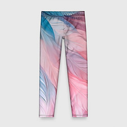 Леггинсы для девочки Пастельно-голубые и розовые перья, цвет: 3D-принт