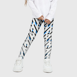 Леггинсы для девочки Black and blue stripes on a white background, цвет: 3D-принт — фото 2