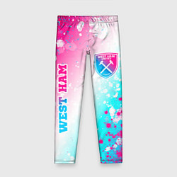 Леггинсы для девочки West Ham neon gradient style вертикально, цвет: 3D-принт