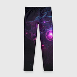 Леггинсы для девочки Космическая объемная абстракция с фиолетовым свече, цвет: 3D-принт