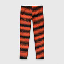 Леггинсы для девочки Чёрно-оранжевый полосатый, цвет: 3D-принт