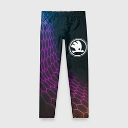 Леггинсы для девочки Skoda neon hexagon, цвет: 3D-принт