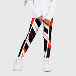 Леггинсы для девочки Black and red stripes on a white background, цвет: 3D-принт — фото 2