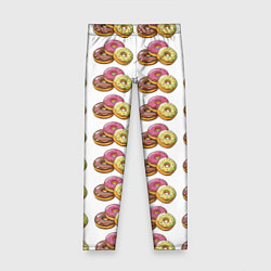 Леггинсы для девочки Пончики-фастфуд паттерн, цвет: 3D-принт