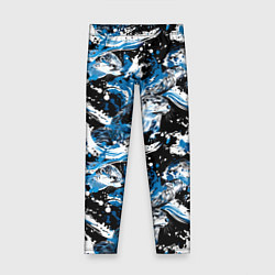 Леггинсы для девочки Выдры в речке на волнах - паттерн, цвет: 3D-принт