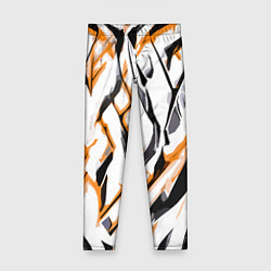 Леггинсы для девочки Чёрно-жёлтые агрессивные полосы на белом фоне, цвет: 3D-принт