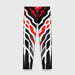 Леггинсы для девочки Агрессивные красно-белые полосы на чёрном фоне, цвет: 3D-принт
