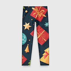 Детские легинсы Новогодние подарки и шарики