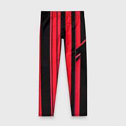 Леггинсы для девочки Толстые красные полосы на чёрном фоне, цвет: 3D-принт