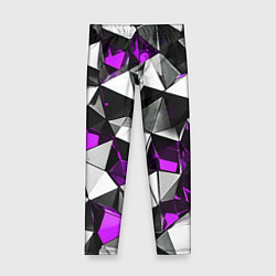 Леггинсы для девочки Фиолетово-белые рельефные треугольники на чёрном ф, цвет: 3D-принт