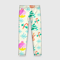 Леггинсы для девочки Зимний новогодний узор, цвет: 3D-принт