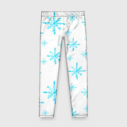 Леггинсы для девочки Зимний узор из снежинок, цвет: 3D-принт
