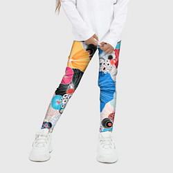 Леггинсы для девочки Цветы - абстрактные узоры, цвет: 3D-принт — фото 2