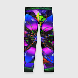Леггинсы для девочки Неоновая психоделика лепестки, цвет: 3D-принт