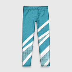 Леггинсы для девочки Бело-голубой абстракция с полосами, цвет: 3D-принт