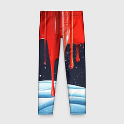 Леггинсы для девочки Красная клякса объемная текстура, цвет: 3D-принт