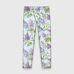 Леггинсы для девочки Птицы и сирень, цвет: 3D-принт