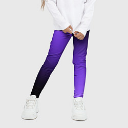 Леггинсы для девочки Чёрно-сиреневый градиент пополам, цвет: 3D-принт — фото 2
