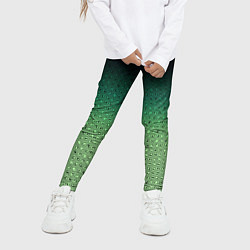 Леггинсы для девочки Чёрно-зелёный градиент с узором, цвет: 3D-принт — фото 2