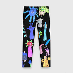 Леггинсы для девочки Яркие монстры на черном фоне, цвет: 3D-принт