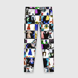 Детские легинсы Монстрики на шахматном фоне