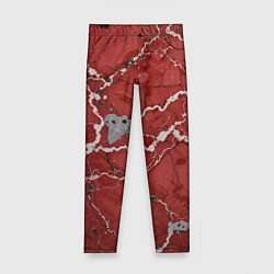 Леггинсы для девочки Красно-серый мрамор, цвет: 3D-принт