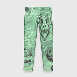 Леггинсы для девочки Черепа динозавров - эскиз, цвет: 3D-принт