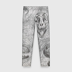 Леггинсы для девочки Черепа динозавров - эскиз, цвет: 3D-принт