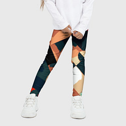 Леггинсы для девочки Сине-бежевый абстракция, цвет: 3D-принт — фото 2