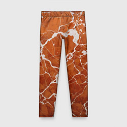 Леггинсы для девочки Темно-оранжевый мрамор, цвет: 3D-принт