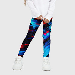 Леггинсы для девочки Синие и красные мазки краски на черном, цвет: 3D-принт — фото 2
