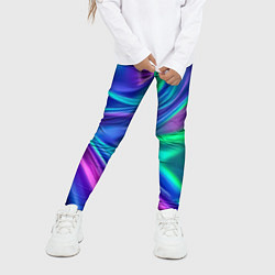 Леггинсы для девочки Neon waves, цвет: 3D-принт — фото 2