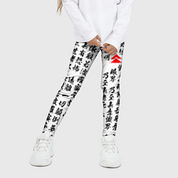 Леггинсы для девочки Иероглифы паттерн на белом фоне, цвет: 3D-принт — фото 2