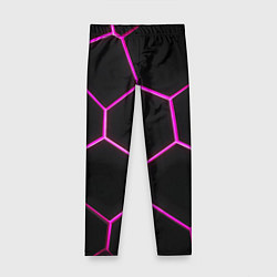 Детские легинсы Черные соты с фиолетовым неоном