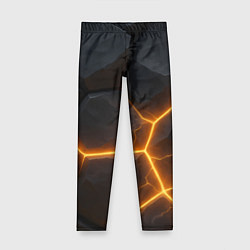 Леггинсы для девочки Черные плиты с оранжевой молнией, цвет: 3D-принт