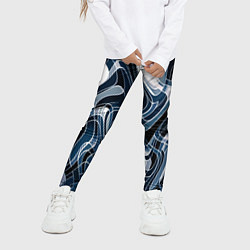 Леггинсы для девочки Тёмно-синий искажённая абстракция, цвет: 3D-принт — фото 2