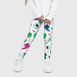Леггинсы для девочки Halloween light green pumpkin - паттерн, цвет: 3D-принт — фото 2