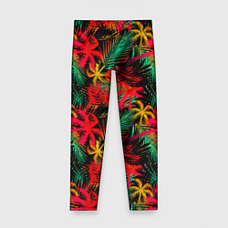 Леггинсы для девочки Palm yellow red, цвет: 3D-принт