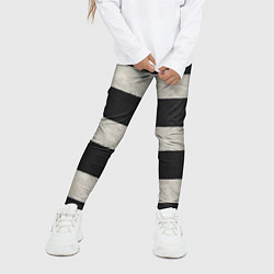 Леггинсы для девочки Текстурные черно-белые полосы, цвет: 3D-принт — фото 2