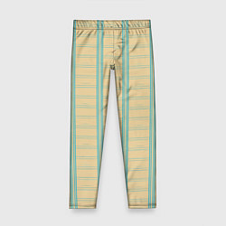 Леггинсы для девочки Color beige cage light blue stripes, цвет: 3D-принт