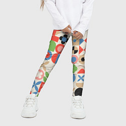 Леггинсы для девочки Геометрический узор с цветочными элементами - ретр, цвет: 3D-принт — фото 2