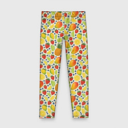 Леггинсы для девочки Ягоды и фрукты паттерн, цвет: 3D-принт