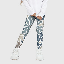 Леггинсы для девочки Цветы blue and beige pattern, цвет: 3D-принт — фото 2