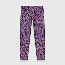 Леггинсы для девочки Мозаичный мелкий узор фиолетовый с зелеными вкрапл, цвет: 3D-принт