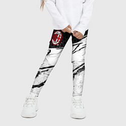 Леггинсы для девочки ФК Милан - белый затёртый, цвет: 3D-принт — фото 2