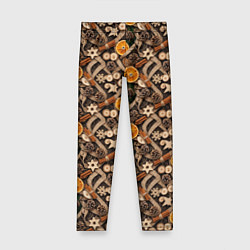 Детские легинсы Новогодний орнамент с корицей и дольками апельсина