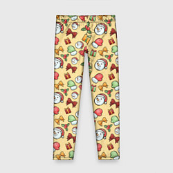 Леггинсы для девочки Новогодний паттерн, цвет: 3D-принт