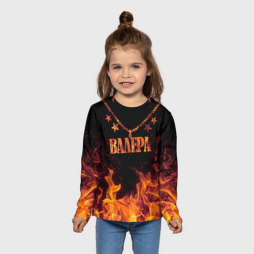 Детский лонгслив Валера - кулон на цепи в огне / 3D-принт – фото 5