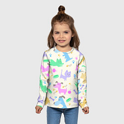 Лонгслив детский Узор с домашними питомцами, цвет: 3D-принт — фото 2