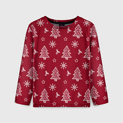 Лонгслив детский Новогодний узор, цвет: 3D-принт